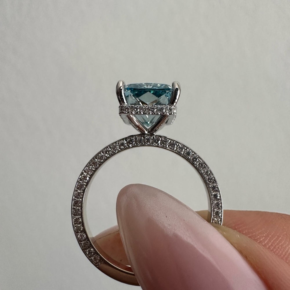 3.41 carat fancy vivid blue vvs2 radiant cut diamond engagement ring - Picture 3 of 12